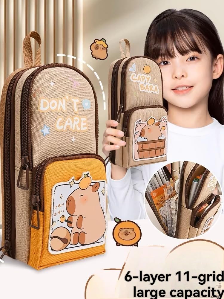 6-Layer Large Capacity Pen Pouch With 3 Compartments